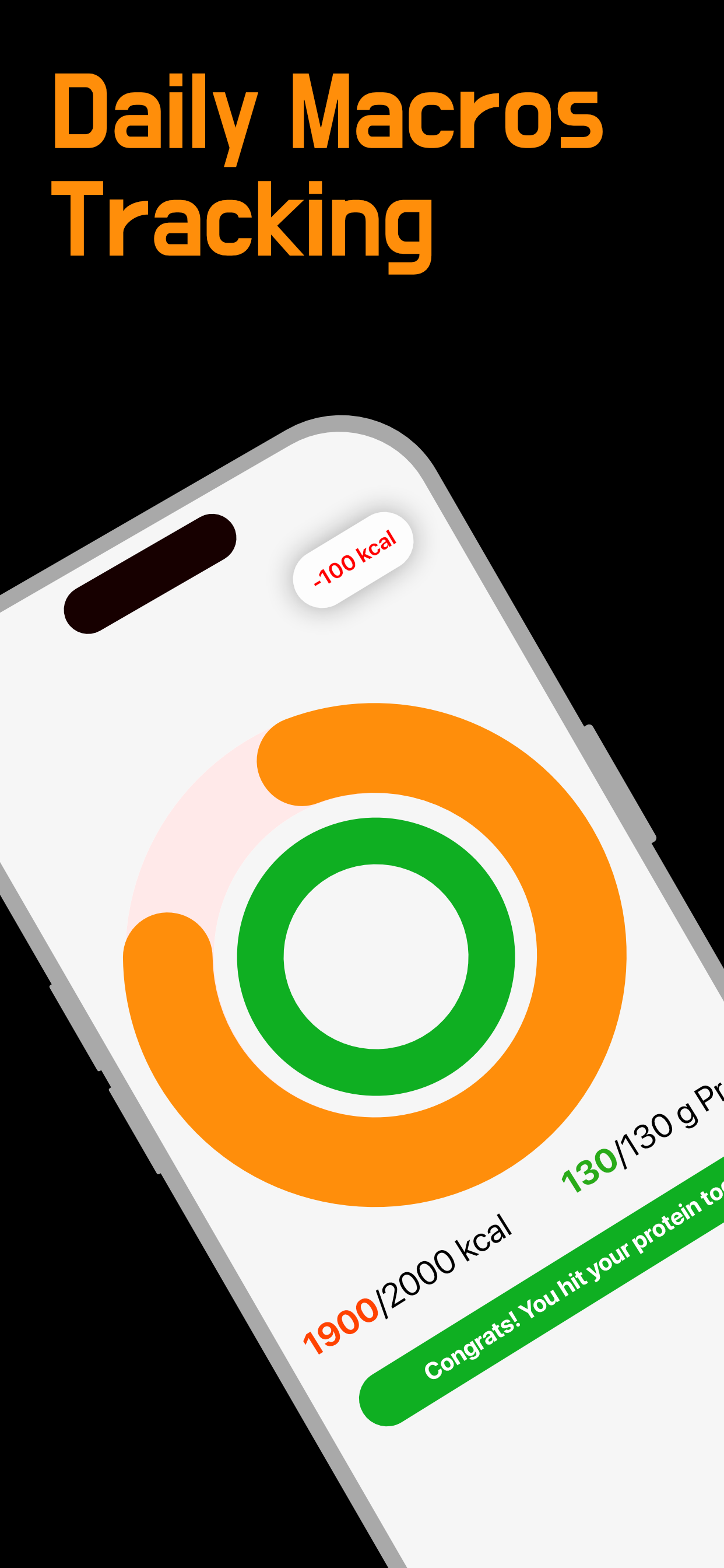 Daily macro tracking with calorie and protein rings
